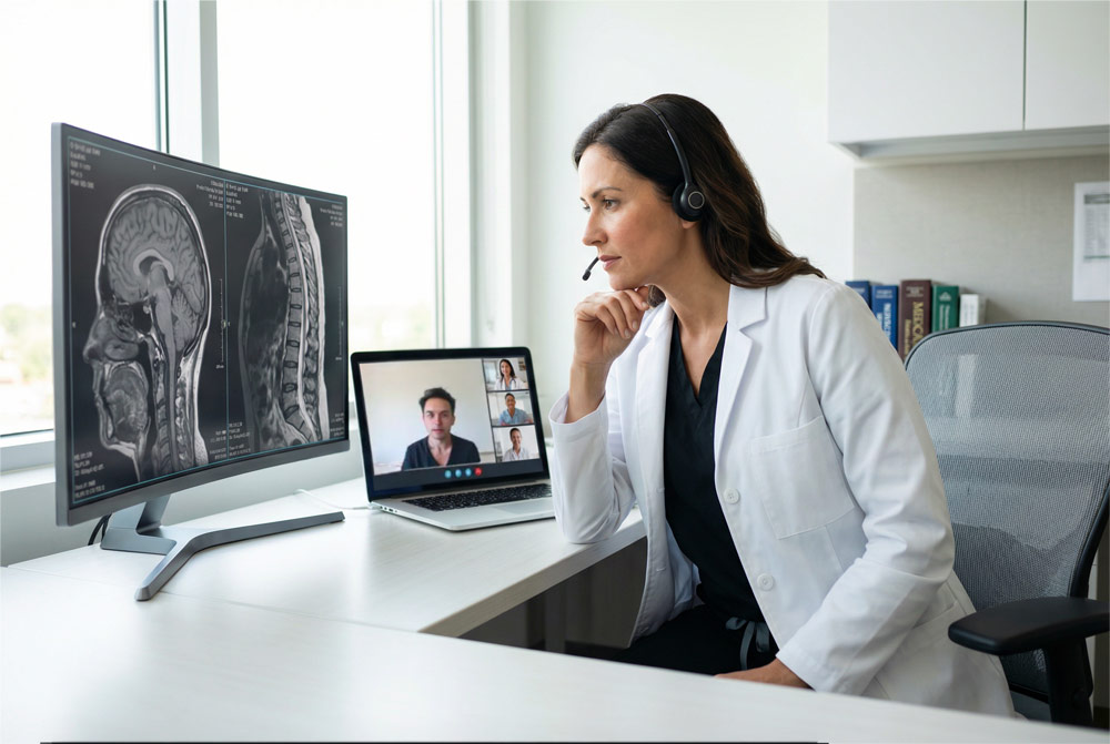 Médecin qui suit une formation en imagerie médicale